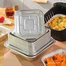 10Pcs Fritadeira Air Fryer Forro Descartável Folha De Óleo De Microondas Esteira A Vapor Alumínio Churrasqueira Bandeja