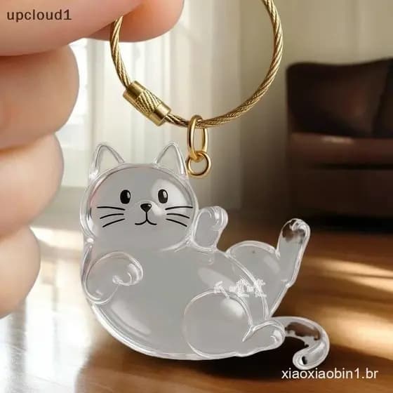 [upcloud1] Gato De Desenho Animado Em Formato De Cachorro Pingente De Armazenamento De Cabelo Fofo Transparente Caixa Ch