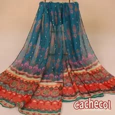 Estilo Indiano Novo Chiffon Respirável Fino Pequeno Lenço De Seda Popular Senhoras Primavera E Outono Cachecol Longo