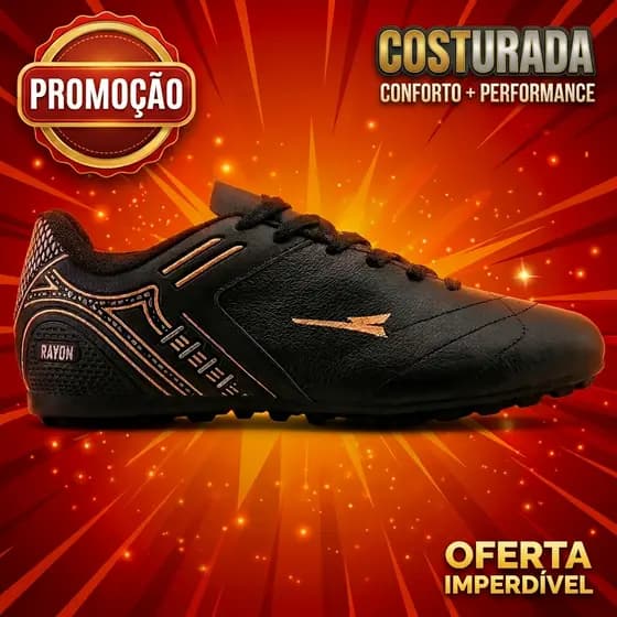 Chuteira em Couro 100% Legitimo Campo Society  Resistente Costurada Original Fly Star R121-07