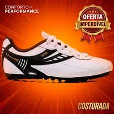 Chuteira em Couro 100% Legitimo Society - Resistente Costurada - Original Fly Grip R416-07B