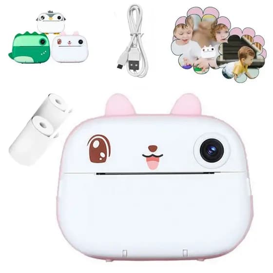 Câmera Infantil Impressão Hd Instantânea Filmadora Jogos