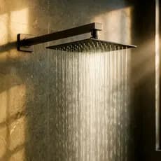 Ducha Chuveiro Inox 20x20cm com Tubo Quadrado 40cm - Conjunto Ducha Externa Solar ou a Gás