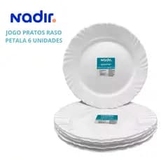 Jogo De Prato Raso Petala Nadir Figueiredo Kit 6 Unidades Branco jantar almoco ceias resistente