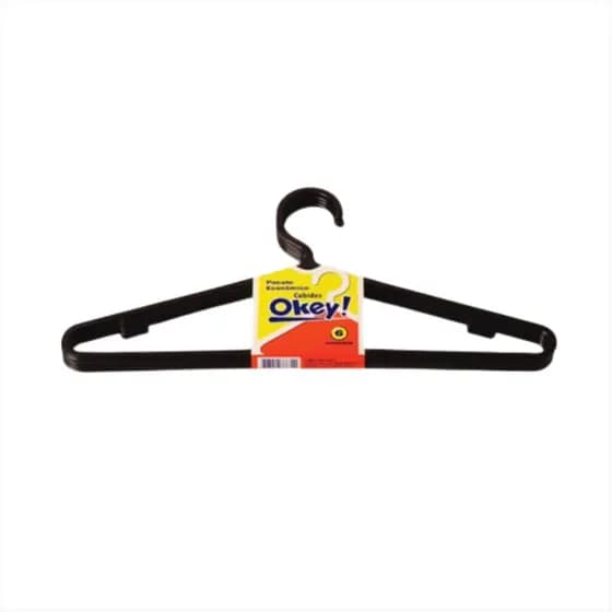 Cabide Calça Reforçado Grosso Kit 6un Loja Premium Largo Guarda Roupa Preto Ideal Econômico Okey