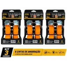 Kit 6 Cintas de Amarração 5 Metros 25mm para Transporte de Cargas