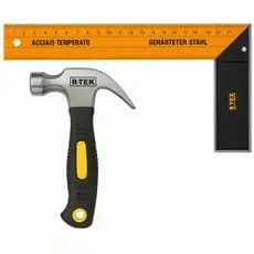 Martelo 16cm + Esquadro 30cm Carpinteiro Profissional Medição e Reparos