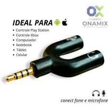 Adaptador P2 P3 Fone Microfone Headset Headphone Áudio Splitter Fone de Ouvido PC