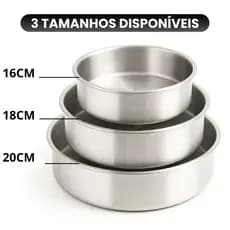 Kit Formas Assadeira De Bolo Redonda Baixa Alumínio Reforçada Vários Tamanhos 16Nº18Nº20º