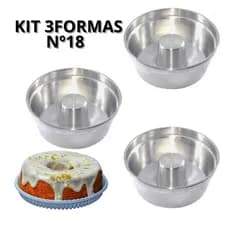 KIT 3 Formas de Bolo Redonda Pudim Assadeira Tamanho 18Cm