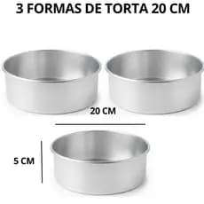 Kit 3 Formas Assadeiras Redondas  Tamanho 20Nº de Bolo Tortas de Alumínio Polido com Bordas Reforçadas