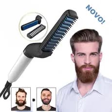Escova Alisadora de Barba e Cabelo Masculino Pente Modelador de Barba e Bigode Rápido Profissional