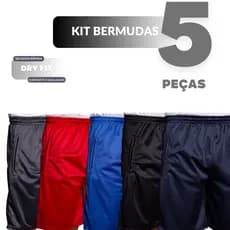 Bermudas Masculinas Dry Fit Academia Variadas - Cores Neutras e Coloridas | Kit com 5 peças