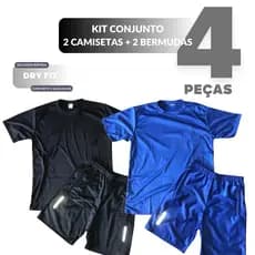 Kit 2 Conjuntos Masculinos Dry Fit Camiseta e Bermuda | Cores diversas | Academia Treino Fitness