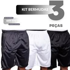 Bermudas Dry Fit Esportiva e Casual | Versáteis para qualquer ocasião Kit com 3 peças