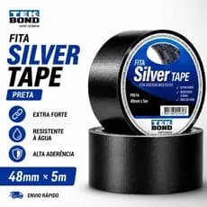 Fita Silver Tape Preta Tekbond Reforçada