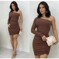 Vestido Feminino Ombro Único com Bojo – Elegância e Sensualidade