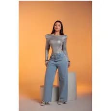 Calça Jeans Wide Leg Feminina com Strass – Tendência 2026