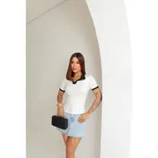 Blusa Polo Feminina – Estilo, blusa bicolor!