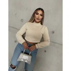 CROPPED FEMININO MANGA LONGA GOLA ALTA