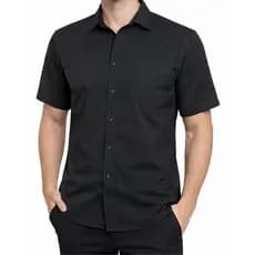 Camisa Masculina Slim Fit de Manga Curta com Bolsos, Não Amassa e Fácil de Passar.