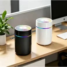 Umidificador de Ar Ultrassônico USB 190ml Difusor Aromático LED 7 Cores Portátil Carro Casa
