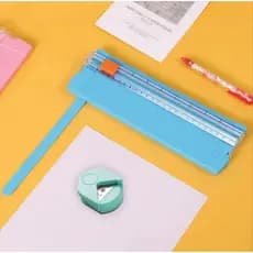 Kit Guilhotina Portátil Cortador De Papel A5 + Mini Arredondador de Canto de Folhas