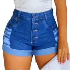 Short Jeans Feminino Soft Bermuda Cintura Alta Barra Dobrada Empina Bumbum,clickfacilstore1