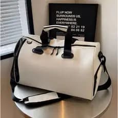 Mala Bolsa Viagem Academia Couro PU Laminado Impermeável Com Sapateira Sacola De Bordo Luxo 1502
