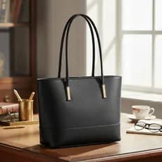 Bolsa Tote Feminina Grande com Alças Longas Bolso Traseiro e Acabamento Dourado LaytonVivian YD9752