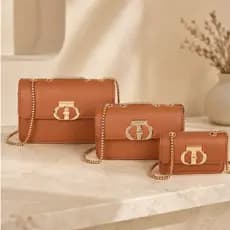 Kit Bolsa Feminina 3 Peças Transversal Corrente Espaçosa Mão Social Casual Trabalho Elegante L9661