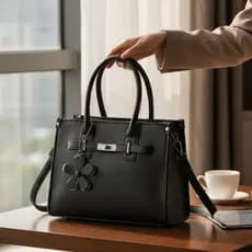 Bolsa Feminina Layton Vivian L9652 Estruturada de Mão e Transversal 31x24x11 cm com chaveiro de flor