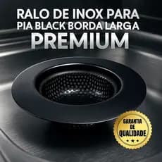 Ralo de Inox para Pia Premium Preto com Borda Larga 11,5cm - Design Moderno