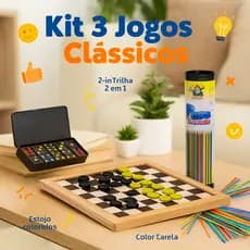 Kit 3 Jogos Clássicos Infantis Dama Dominó E Pega Varetas Educativo Completo