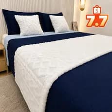 Kit 3 Peças Cama Posta 1 Peseira e 2 Capas de Almofada Decorativa Flannel Elegante Chique Casa Rica