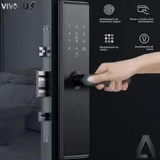 Fechadura Eletrônica Digital Intelar Preto 5 em 1 Com Biometria Senha Touch Chave E Tag