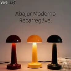 Abajur Cogumelo Moderno Laranja Vermelho Preto Luminária De Mesa Led Portátil Recarregável USB 5V
