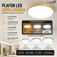 Plafon LED Sobrepor Dourado Luminária De Teto Moderno Para Sala Quarto Hall Lavabo Luz 3 Em 1 Bivolt