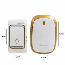 Campainha Externa Sem Fio Com Alcance De Ate 100 M Branca com Dourado, Preto e Branca com Azul