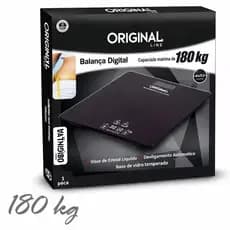 Balança Quadrada Digital De Banheiro Academia Até 180kg Preta- Original Line