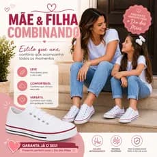 Kit 2 Tênis Dia das Mães Mulheres Meninas Feminino Infantil Adulto Mãe e Filha Moda Tendência Casual Dia a Dia Leve