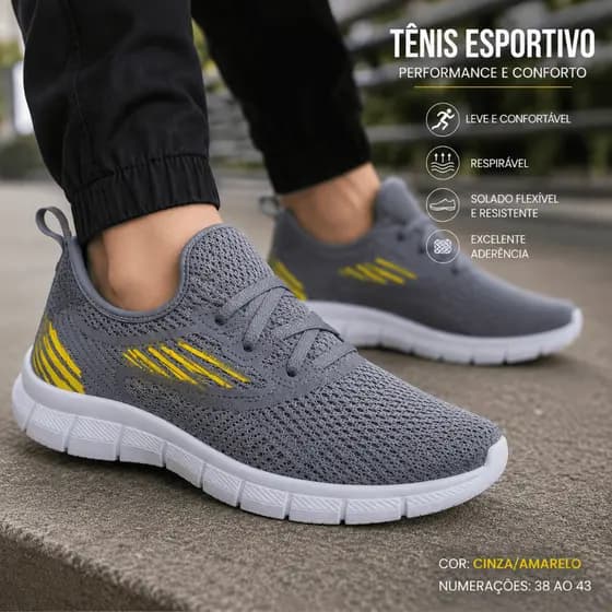Tênis Esportivo Masculino Feminino Adulto Unissex Leve Macio Confortável Corrida Caminhada Academia CrossFit Esportes