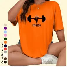 Camiseta Feminina Algodão T-shirt Gym Academia Estampada Blusa Feminina Blusão Camisetão Feminino