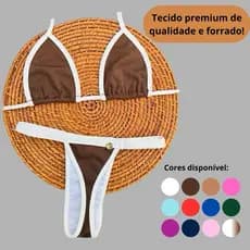 Conjunto de Biquíni Anarruga Fita Bronze Cortininha Premium