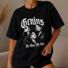 Camiseta Feminina Genius Streetwear Estampada Casual Manga Curta Premium
