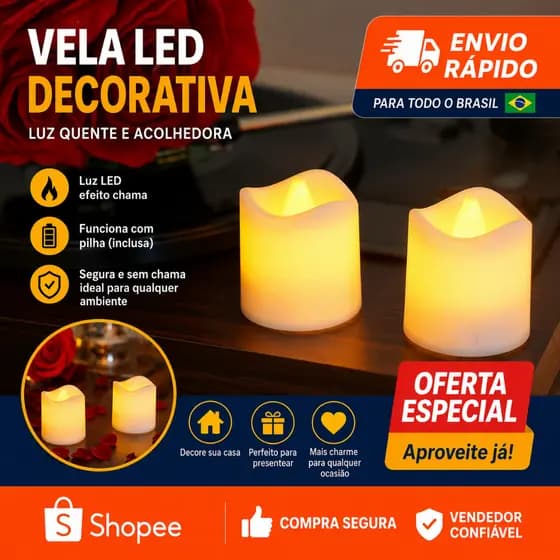 24/35/48 Pcs Vela Decorativa Led Eletronica Artificial Romantica Com Bateria Igreja Casamento Natal Festas