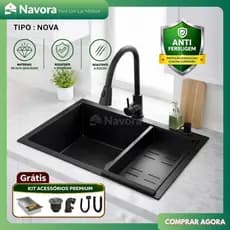 Cuba Gourmet Inox 304 para Cozinha com Escorredor Válvula e Sifão Completa