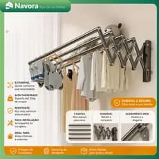 Varal Sanfonado Retrátil Aço Inox para Secar Roupas e Roupa de Cama 100/150/200cm