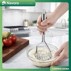 Amassador de Batata Inox Prensa Hamburger Manual Utensílio Cozinha Food Grade Resistente