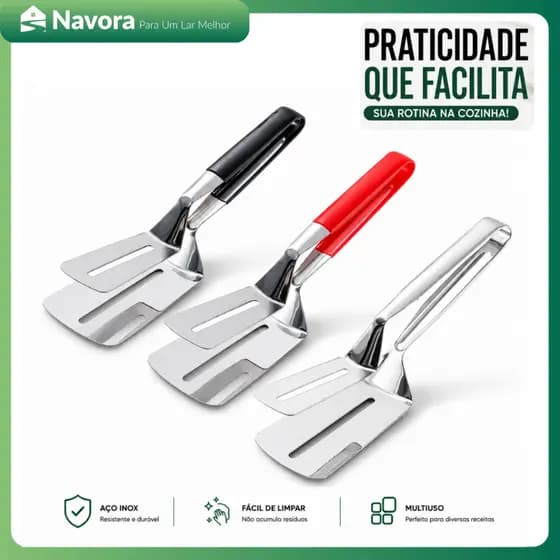 Pegador Espátula Inox SUS304 Food Grade para Churrasco Carne Peixe Cozinha Resistente Profissional